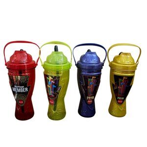Six Flags reusable water bottle drink cups refillable - Set of 4